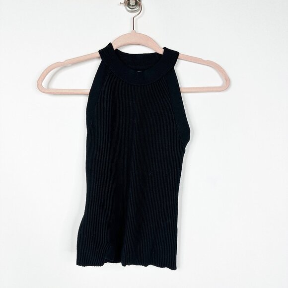 2/$24 Nine West Sleeveless Halter Knit Top Black Small #A0605 TRB3 - Picture 3 of 7